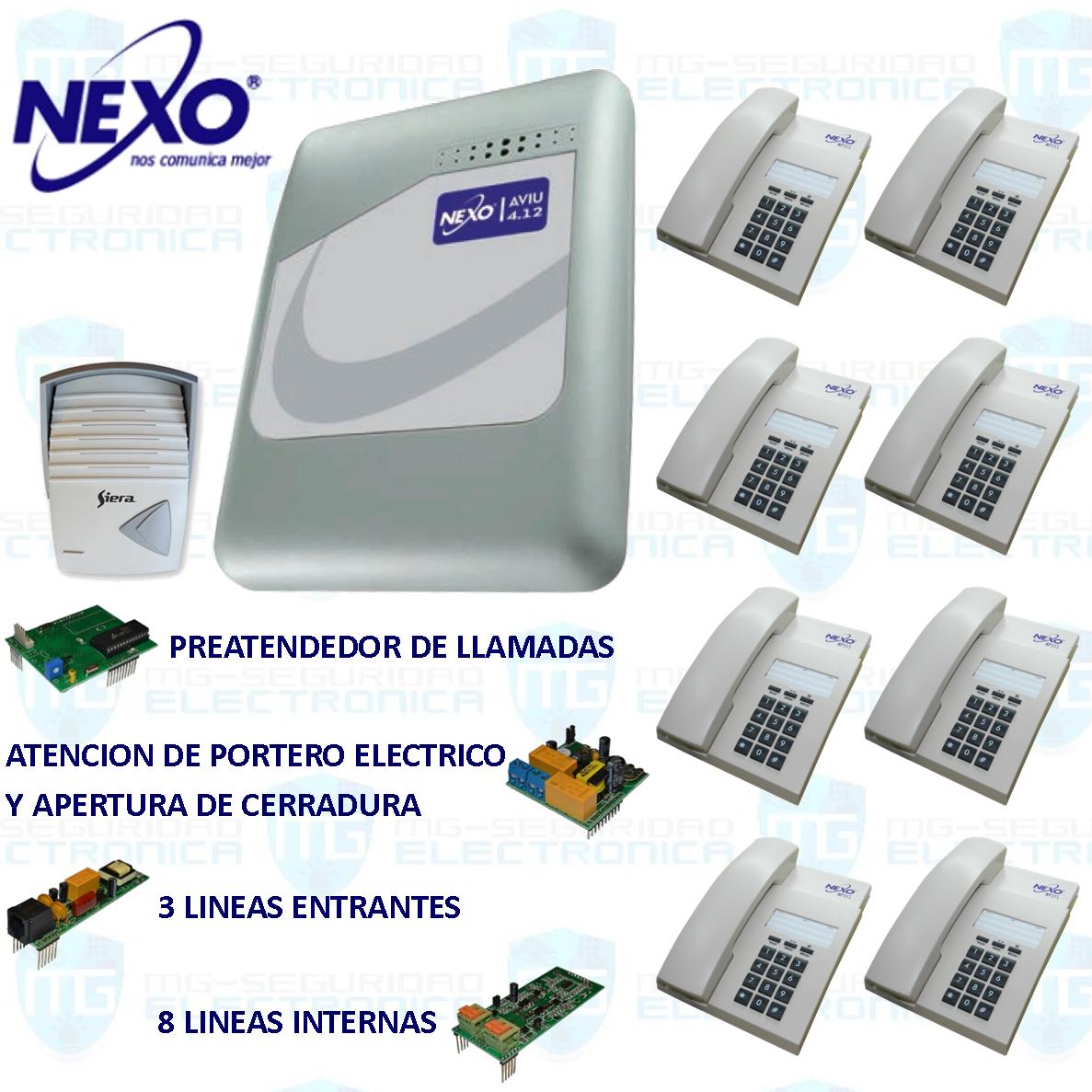 Central 2 lineas entrantes, 8 internos, preatendedor, portero eléctrico y 6 teléfonos. 